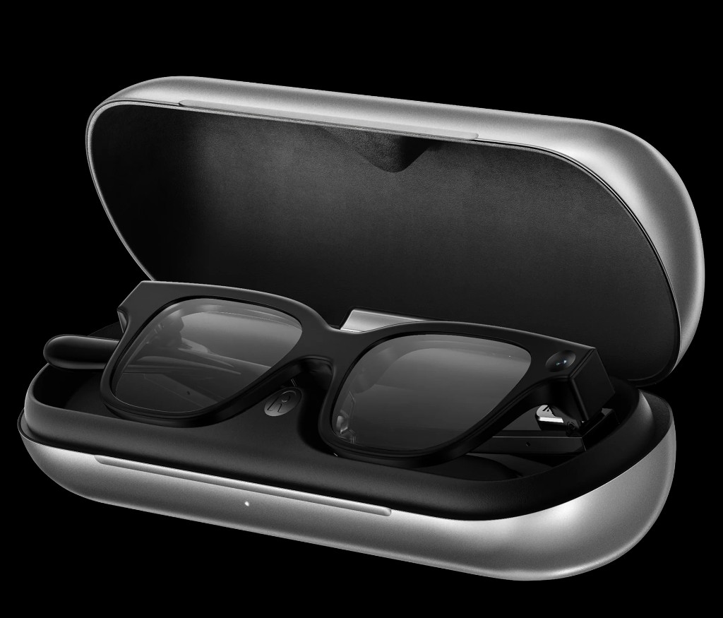 Rokid smart glasses in charging case